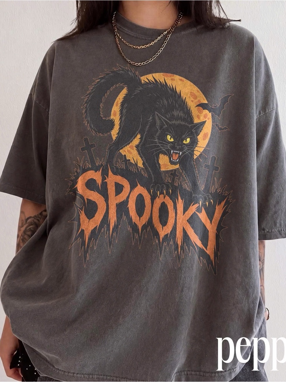 Spooky Black Cat Graphic Tee